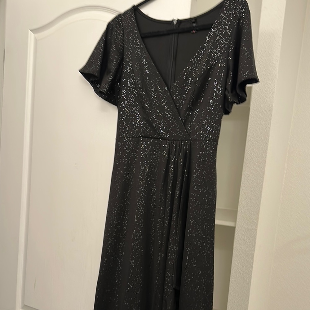 Ever Pretty Black Silver Flutter Sleeve Midi Dress - Picture 3 of 12